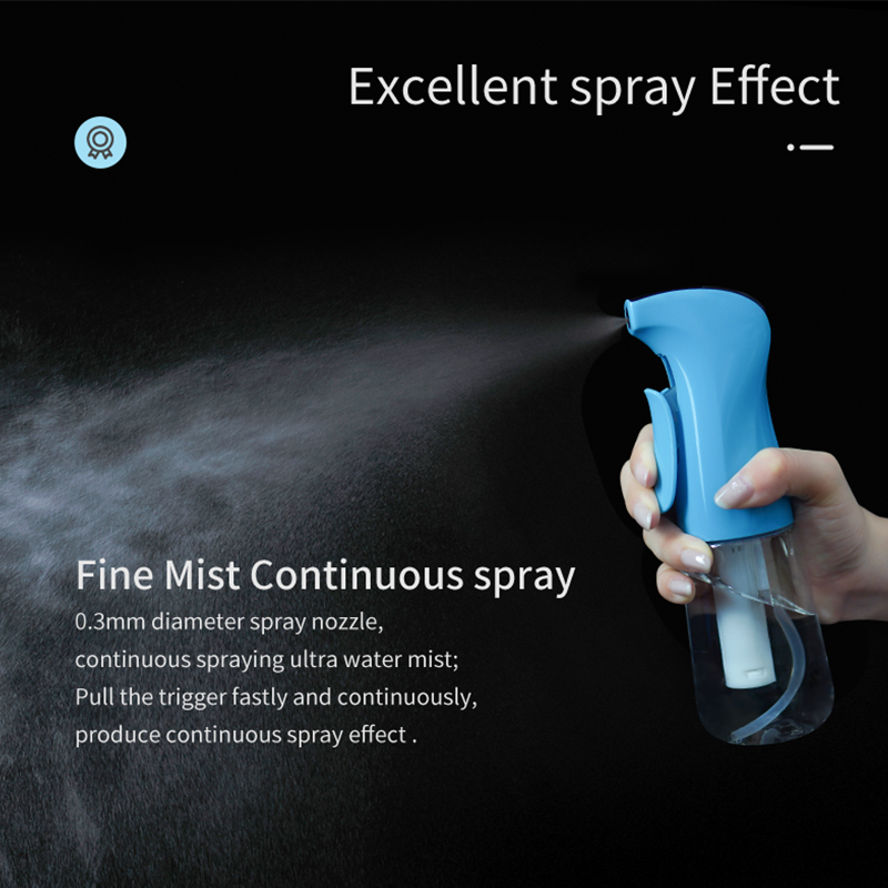 Newly Designed 160ml 200ml Blue Clear Plastic Fine Mist Trigger Spray Bottle Hair Salon Continuous Spray Bottle