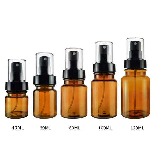 40ml 60ml 80ml 100ml Amber Skin Care Hair Shampoo Perfume Fine Mist Spray Bottle Plastic Mini Cosmetic Portable Travel-sized