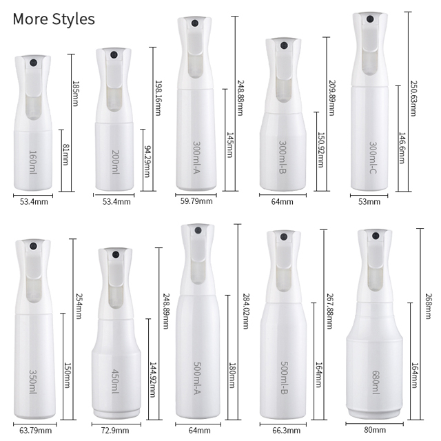 Customized 300ml PET Water Mist Sprayer Plastic Continuous Styling Hair Fine Mist Spray Bottle