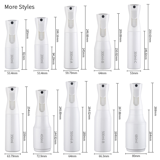 Customized 300ml PET Water Mist Sprayer Plastic Continuous Styling Hair Fine Mist Spray Bottle