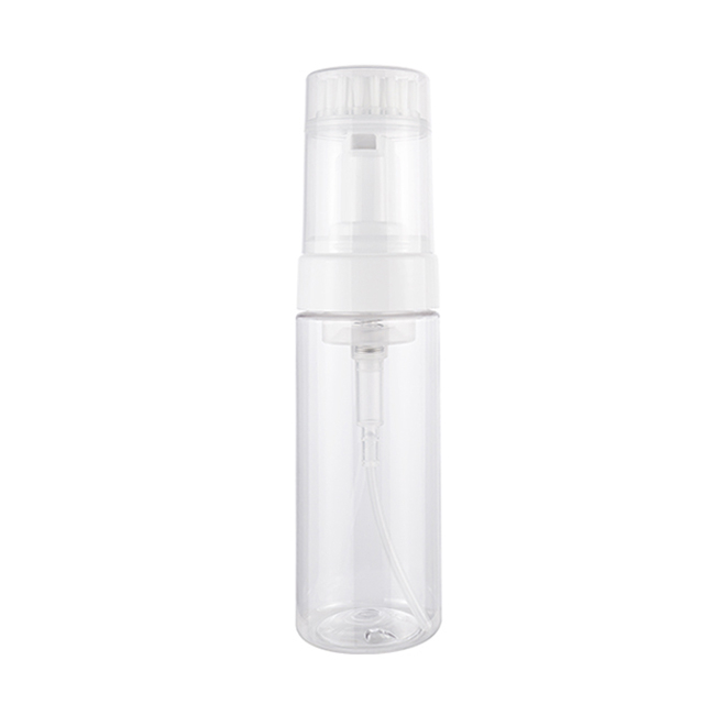 New Design 100ml 150ml 200ml Plastic Clear Mousse Foam Bottle Foam Pump Bottle With Soft Brush Pump