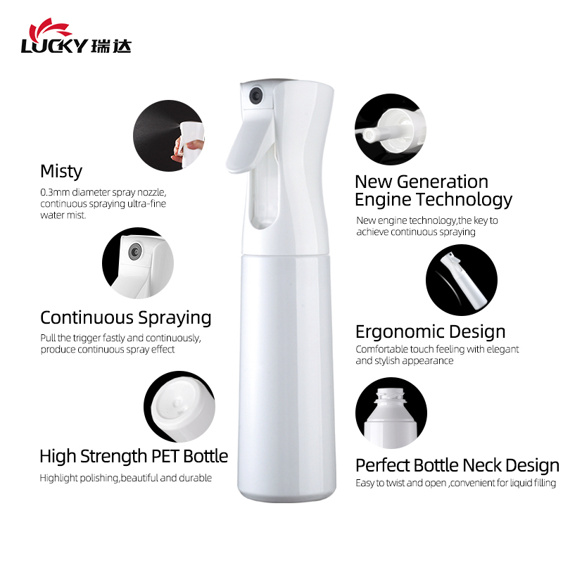 200ML Injection Matte Blue Continuous Water Hair Fine Mist Spray Bottle Plastic Alcohol Cleaning Sprayer Bottle