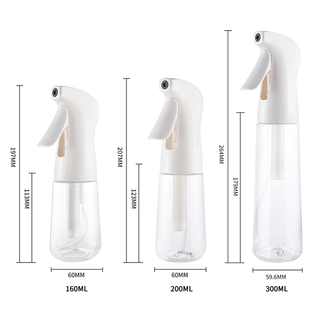 Newly Designed 200ml Plastic Fine Mist Sprayer Transparent Hair Water Continuous Spray Bottle
