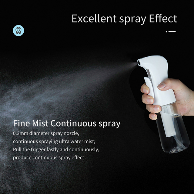 Newly Designed 200ml Plastic Fine Mist Sprayer Transparent Hair Water Continuous Spray Bottle
