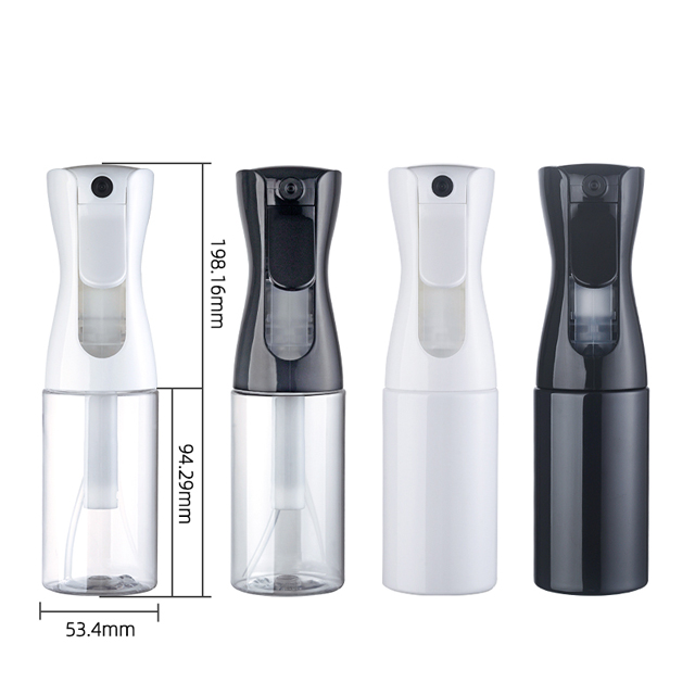 China High Quality 200ML 300ML Matte Black Water Hair Spray Plastic Sprayer Bottle Alcohol Fine Mist Continuous Spray Bottle