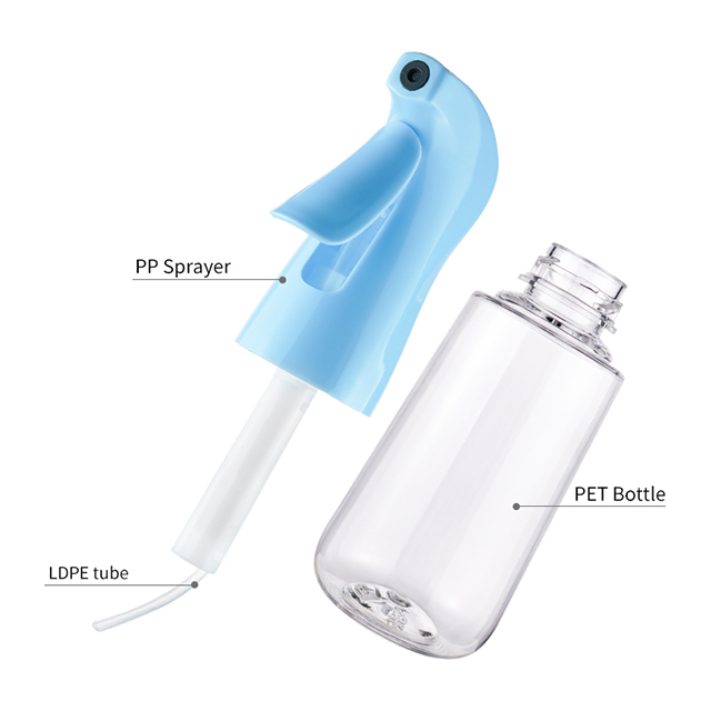 Factory Newly Designed 200ml Color Pet Continuous Spray Bottle for Personal Care Household Cleaning