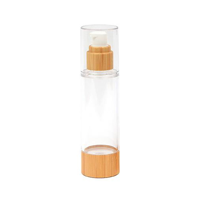 Eco-friendly 15ml 30ml 50ml Hot Sale Plastic Dispenser Lotion Pump Cosmetic Airless Bottle with Bamboo Pump